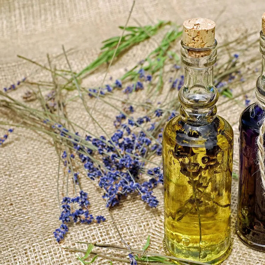Bath oil, oil and lavender