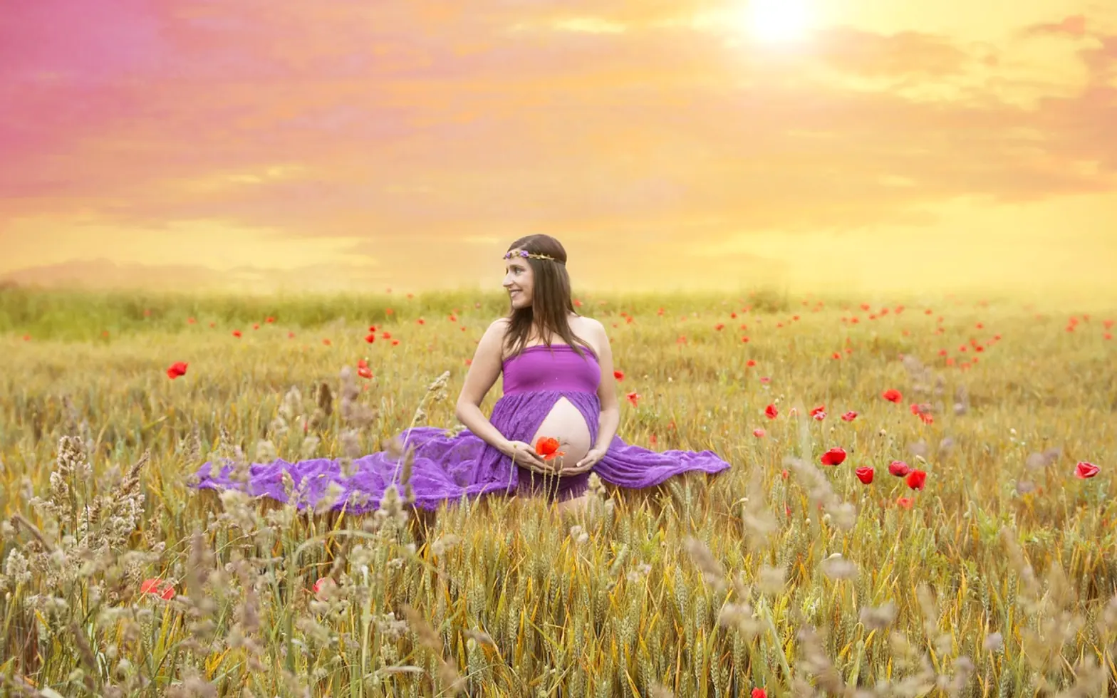 Pregnancy, forest and woman