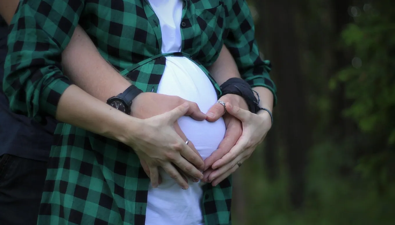 Pregnancy, belly and hands