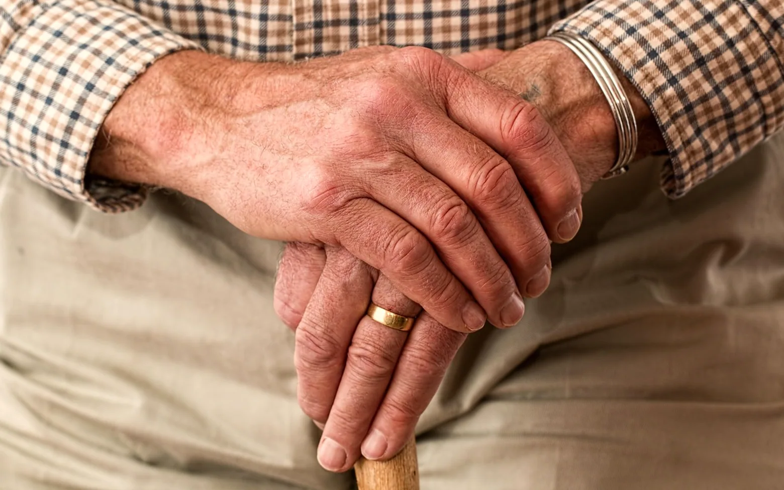 Elderly, hands and ring